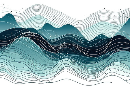 水波纹线条线性水波纹插画