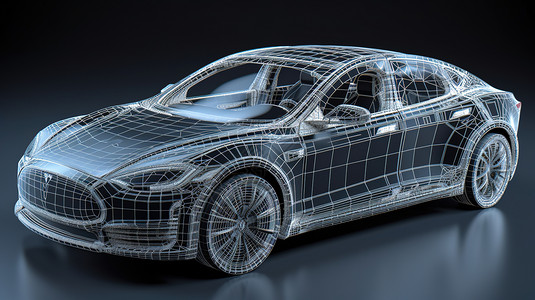 3D线3D轿车模型插画