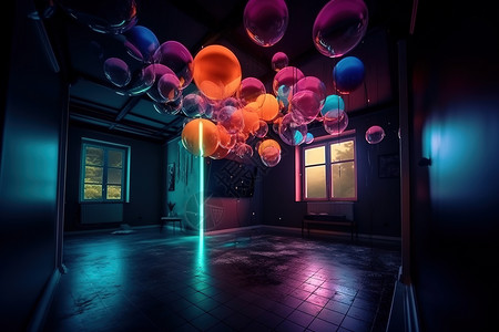 流光房间中的气球背景图片