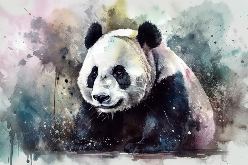 手绘熊猫插图图片