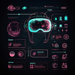 VR眼镜线条可视化数字界面VR眼镜插画