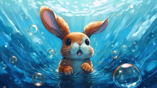 兔子水彩插图背景图片