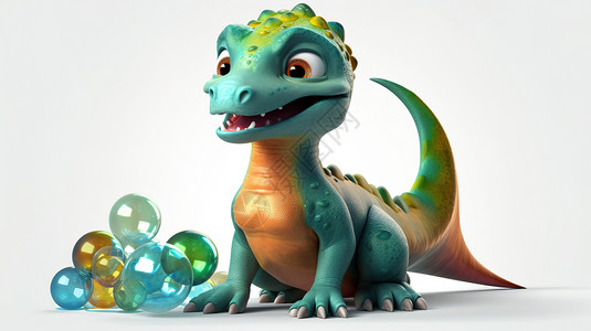 大理石玩具3D恐龙模型插画