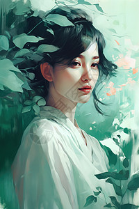 亚洲人像素材少女人像插画