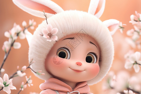 复活节开心兔子粉红色可爱兔子头像插画