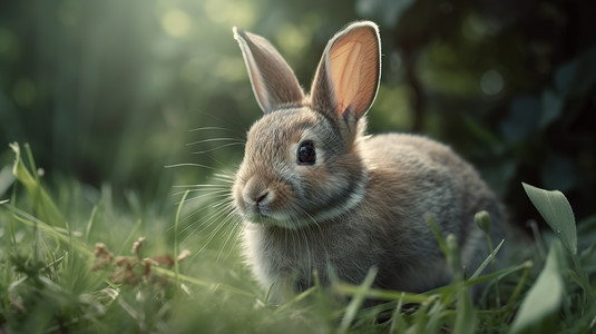 色兔子表情包草地上小兔子背景背景