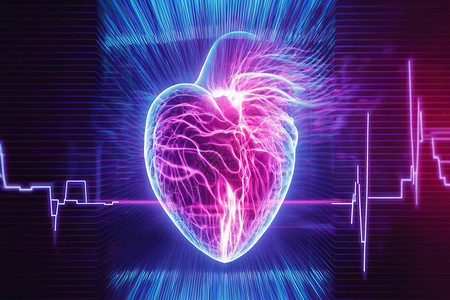 胆固醇堵塞动脉心脏科技背景插画