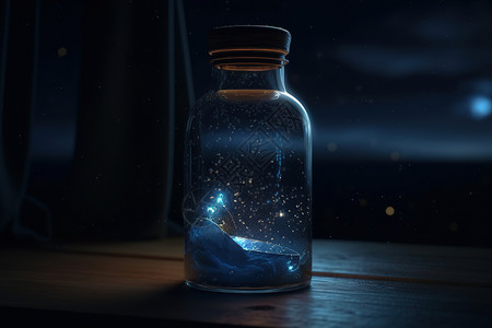 瓶子里的萤火虫背景图片