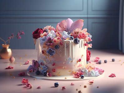 蛋糕鲜花玫瑰蛋糕插画
