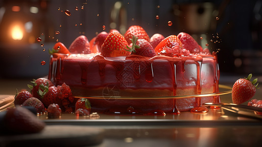 草莓焦糖蛋糕背景图片