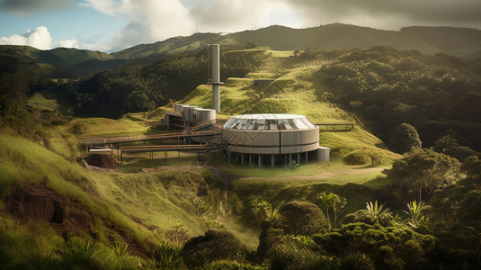 在山里建造的发电站图片
