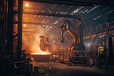 钢厂工人正在炼钢的钢厂插画