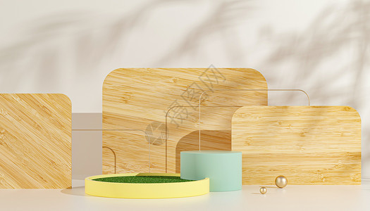 木质模型木质简约电商展台设计图片