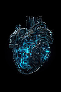 3D立体机械心脏背景图片