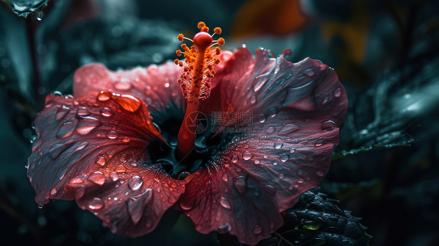 雨水打湿的花朵图片