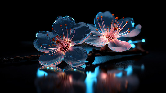 透明光晶莹透明花朵插画