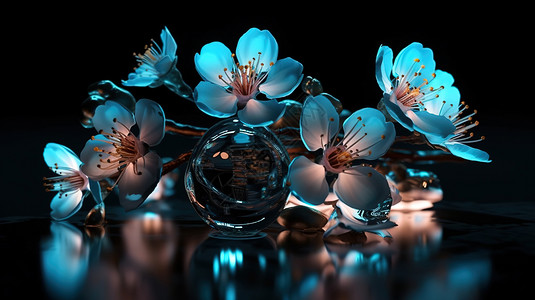 植物光感素材多朵晶莹花朵插画