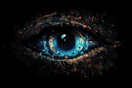 科技眼睛识别图片科技电子眼睛插画
