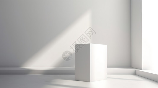 空间盒子白色立体背景插画