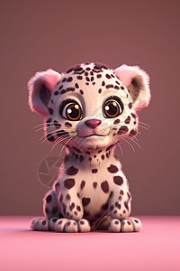斑点猫一只可爱动漫豹子插画