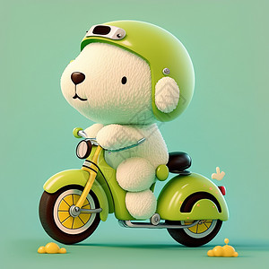 一只骑车的可爱小熊背景图片