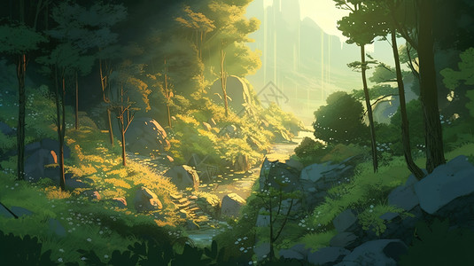 森林彩色绘画背景图片
