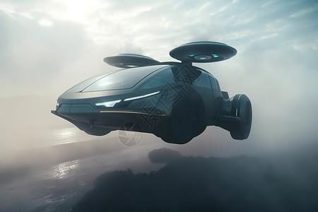 空中的未来汽车背景图片