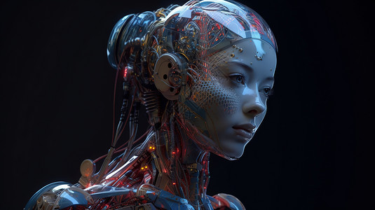 未来机器人女性背景图片