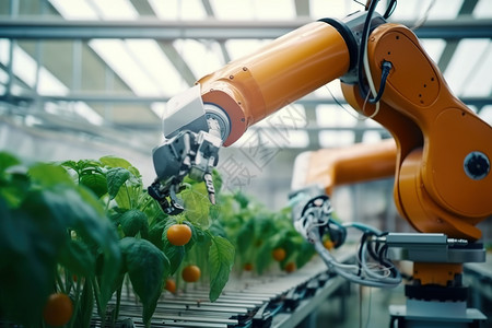 采摘蔬菜未来小镇机器人种植插画