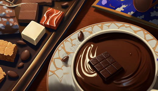 棉花糖棒巧克力甜品插画