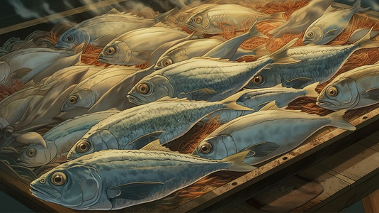 生鲜市场生鲜鱼插画