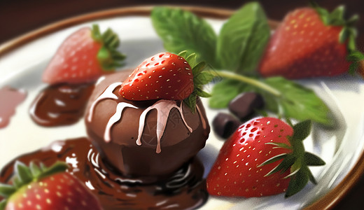 草莓甜点背景图片