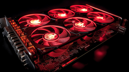 电脑红色灯光cpu冷却器背景图片