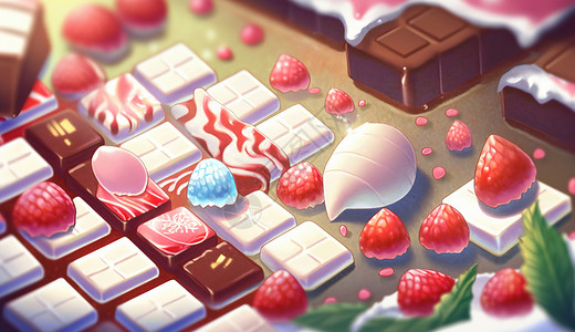 美味融化的巧克力和甜点背景图片