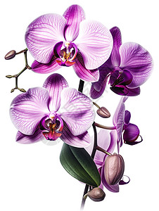 紫色兰花团扇紫色兰花手绘鲜花插画