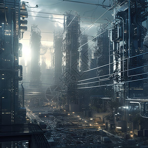 未来暗黑城市背景图片