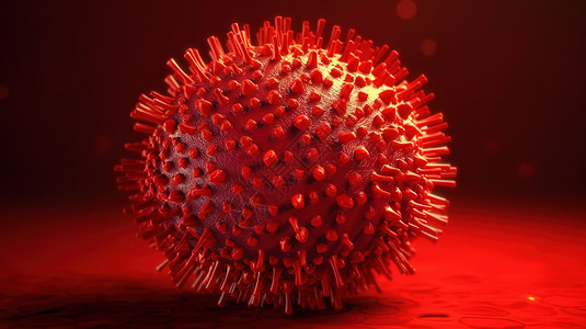 球形3D红色病毒细胞背景图片