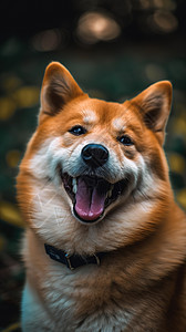 微笑的柴犬背景图片