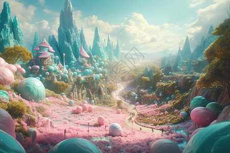 粉色童话世界背景图片