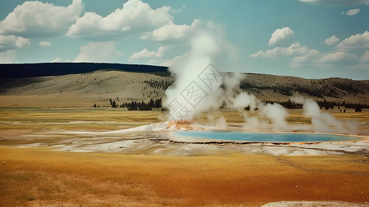 高温蒸汽高温火山温泉水背景