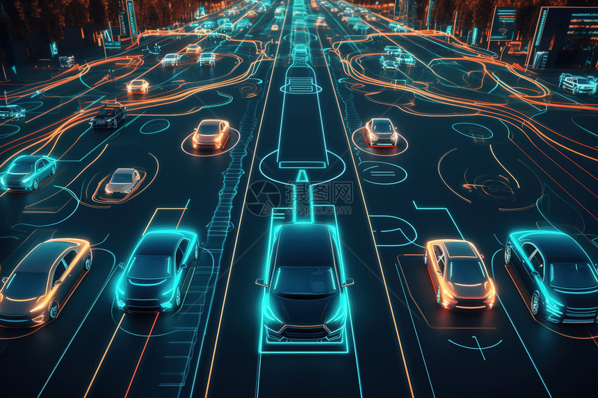 未来智能汽车交通概念图图片