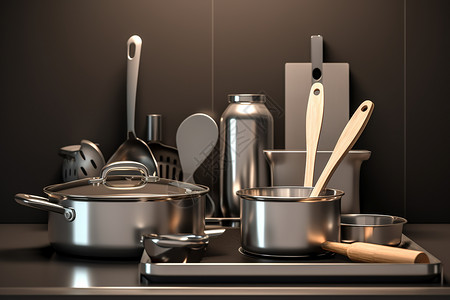 现代厨房厨具背景图片