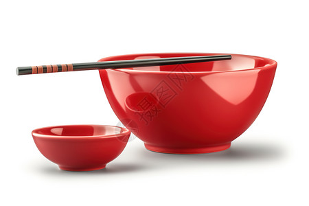 红色餐具红色碗筷高清图片