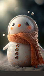 冬天可爱复古3D雪人模型图片