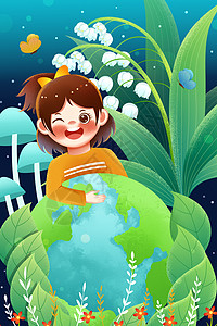 国际生物多样性温馨可爱世界地球日插画插画