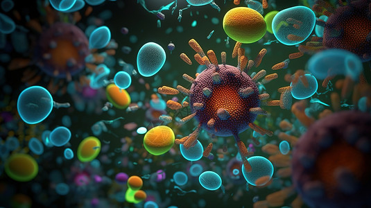 多个微观病毒背景图片