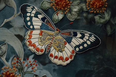 蝴蝶刺绣背景图片