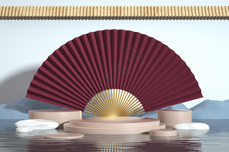 古风素色素材中国风水面展台设计图片