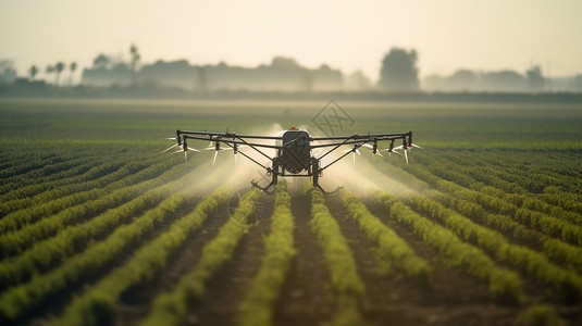 无人机喷洒农药场景背景图片