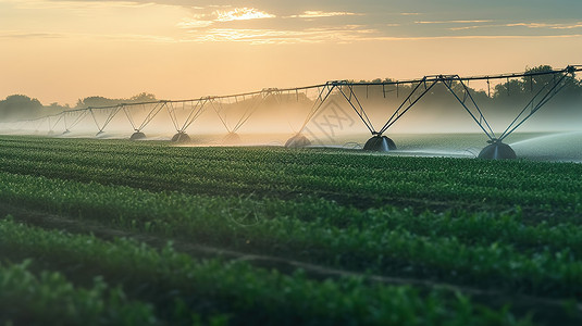 农田喷洒机灌溉作物高清图片